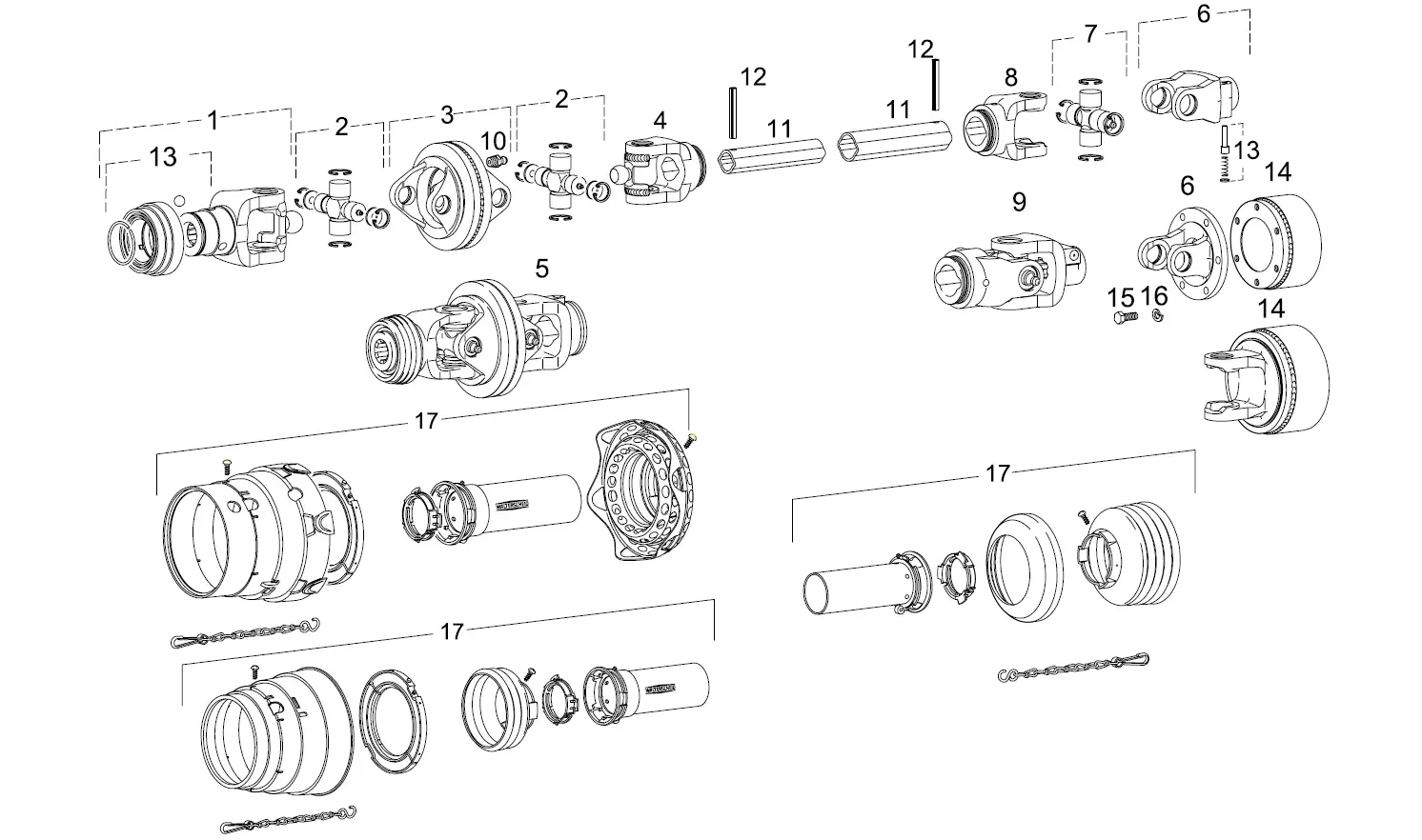 WWE 2380 PTO Drive Shaft Parts Diagram