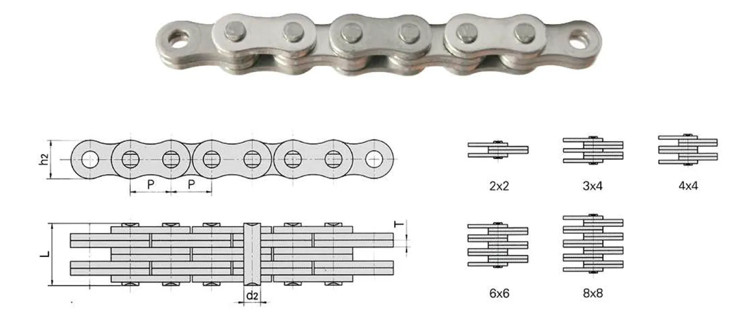 AL Series Stainless Steel Leaf Chain Dimensions