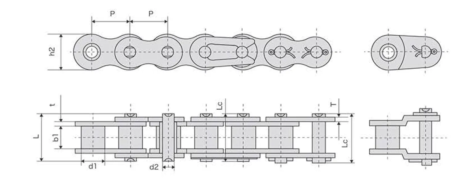 B Series Stainless Steel Roller Chain Dimensions