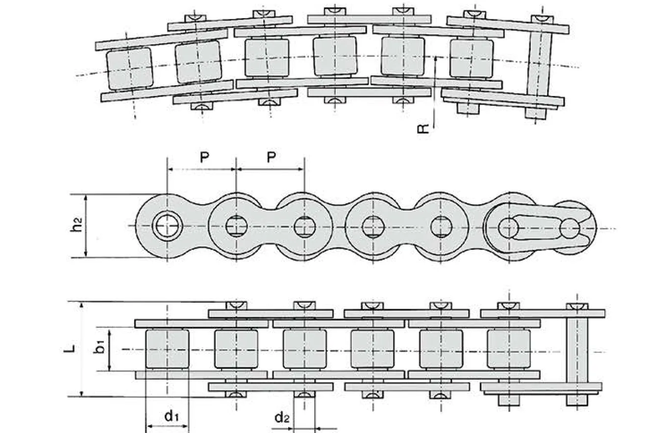Stainless Steel Side Bow Roller Chain Dimensions