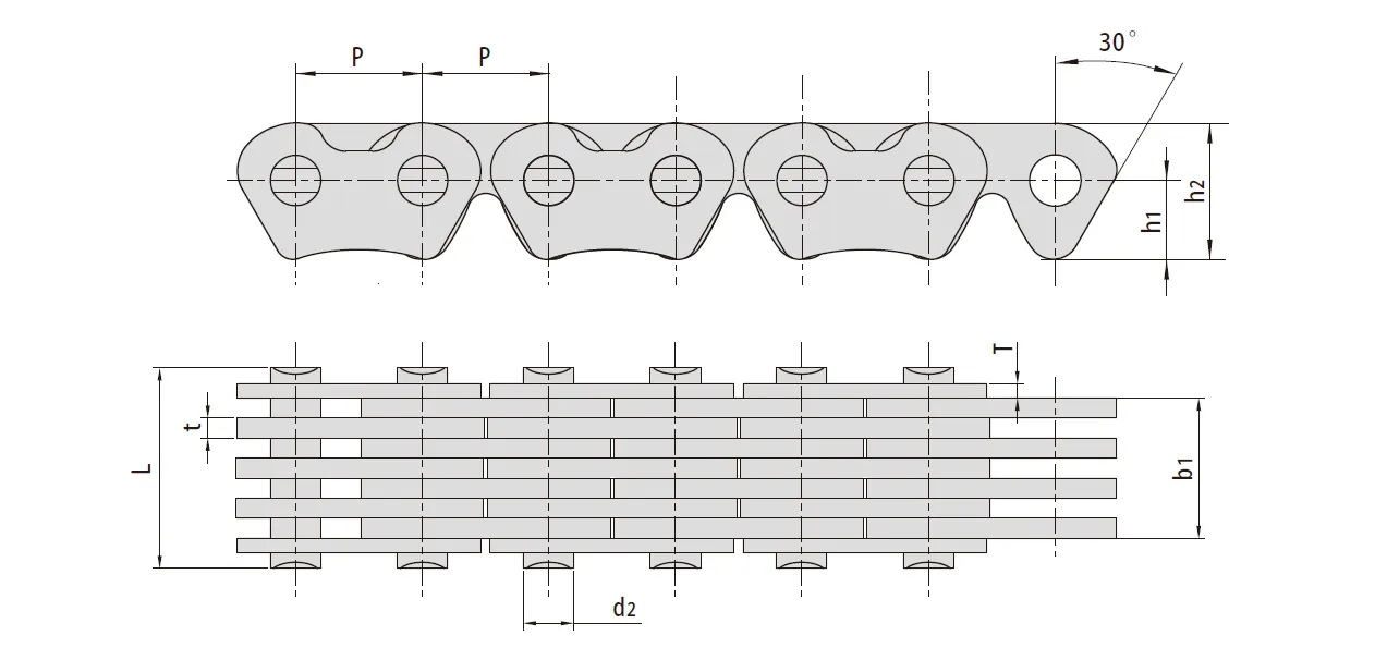 Stainless Steel Silent Chain Dimensions