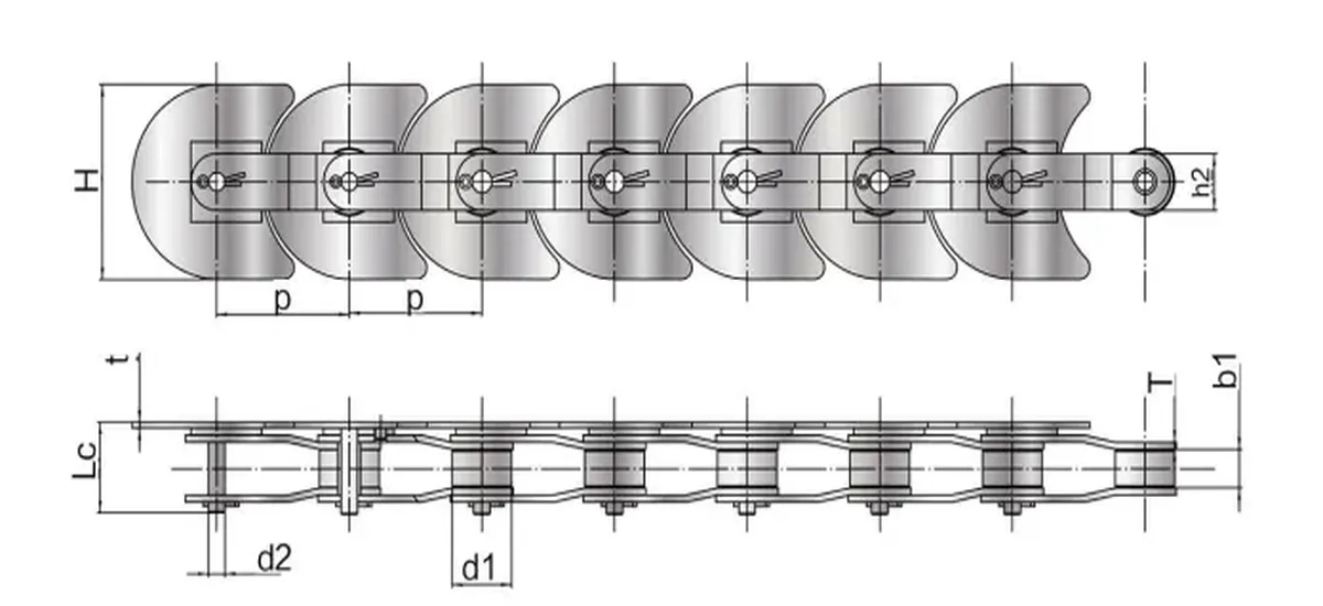 Stainless Steel Sushi Conveyor Chain Dimensions