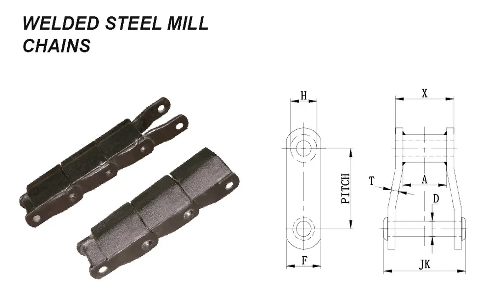 Welded Steel Mill Chain Dimensions