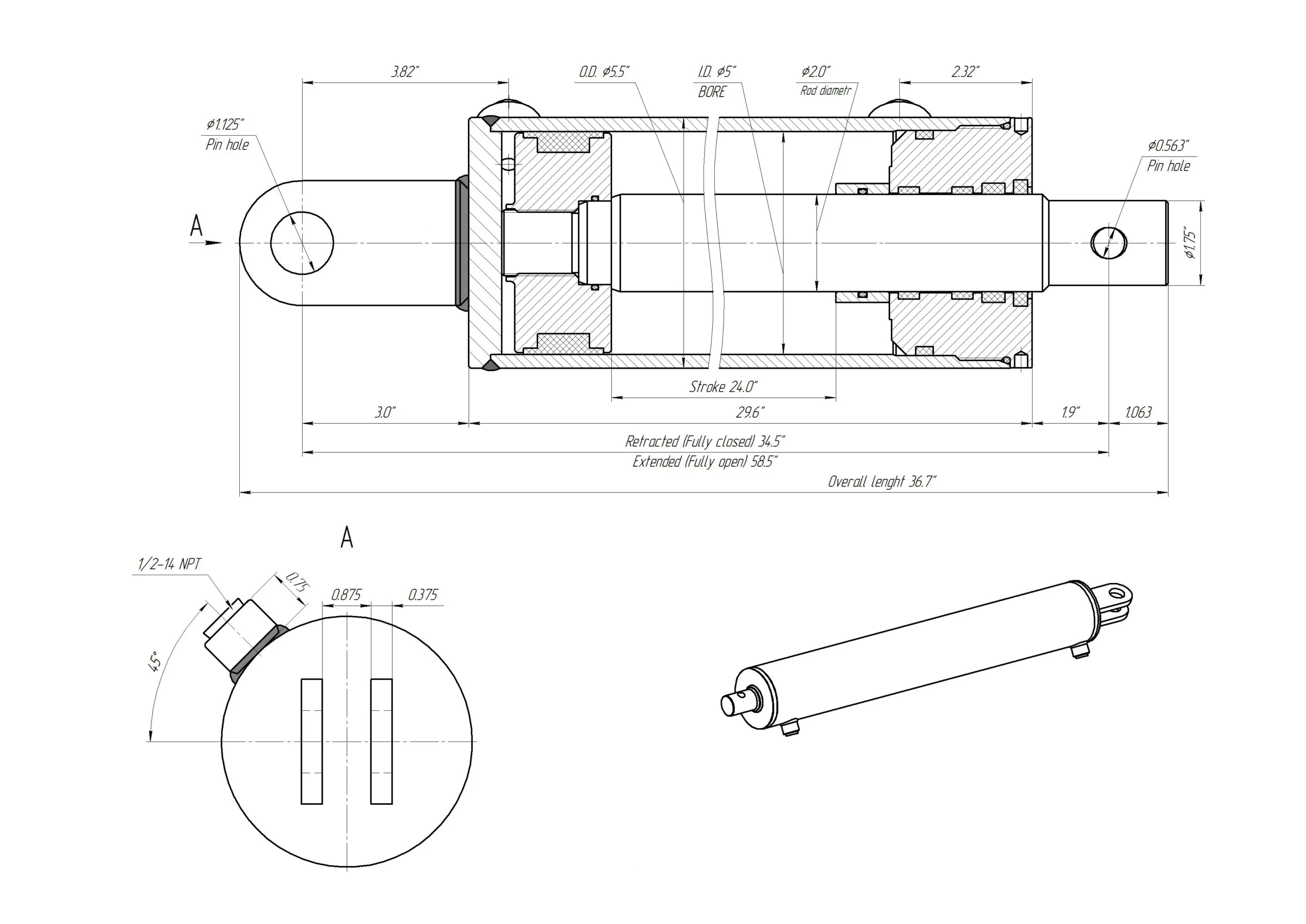 Log Splitter Hydraulic Cylinder Dimensions