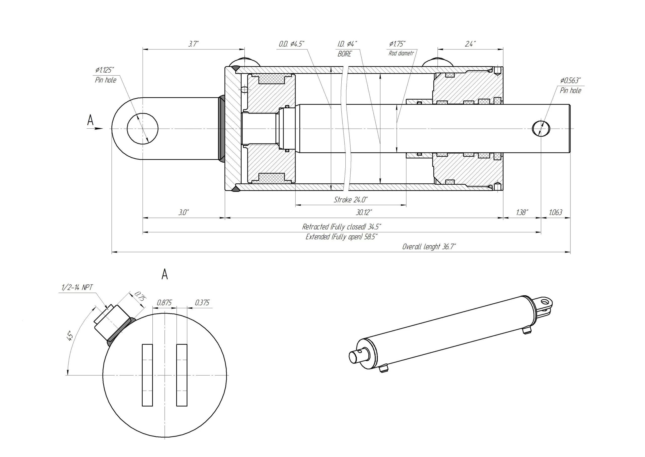Log Splitter Hydraulic Cylinder Dimensions