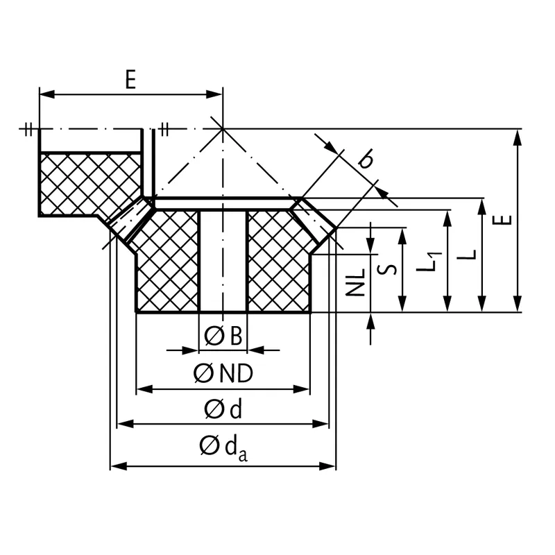 Polyacetal Resin Plastic Bevel Gear Dimensions