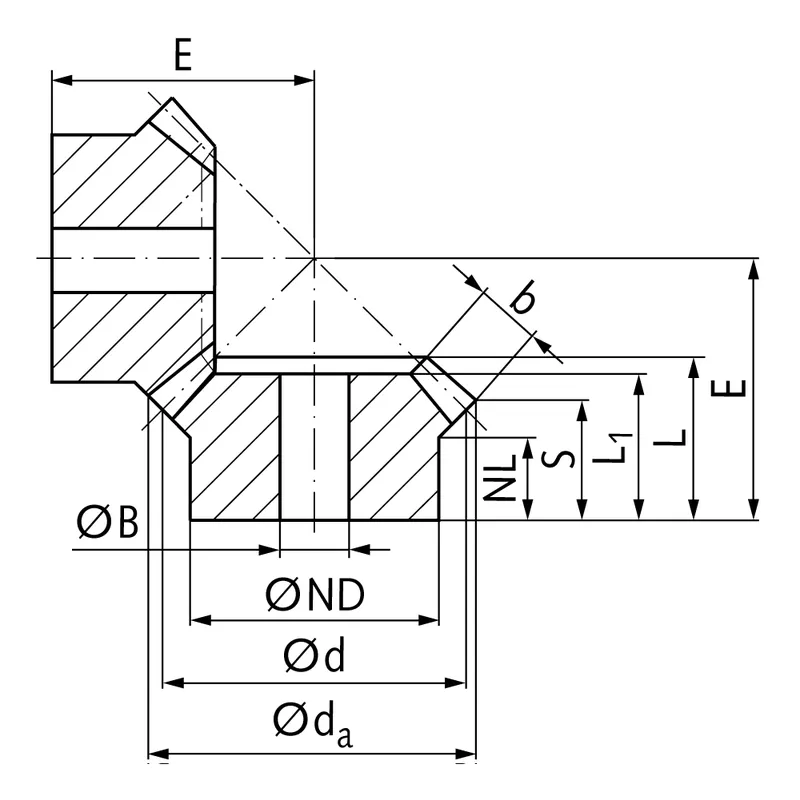 Stainless Steel Bevel Gear Dimensions