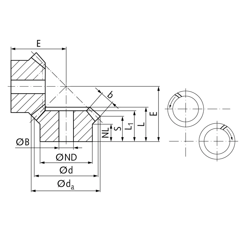 Steel Spiral Bevel Gear Dimensions