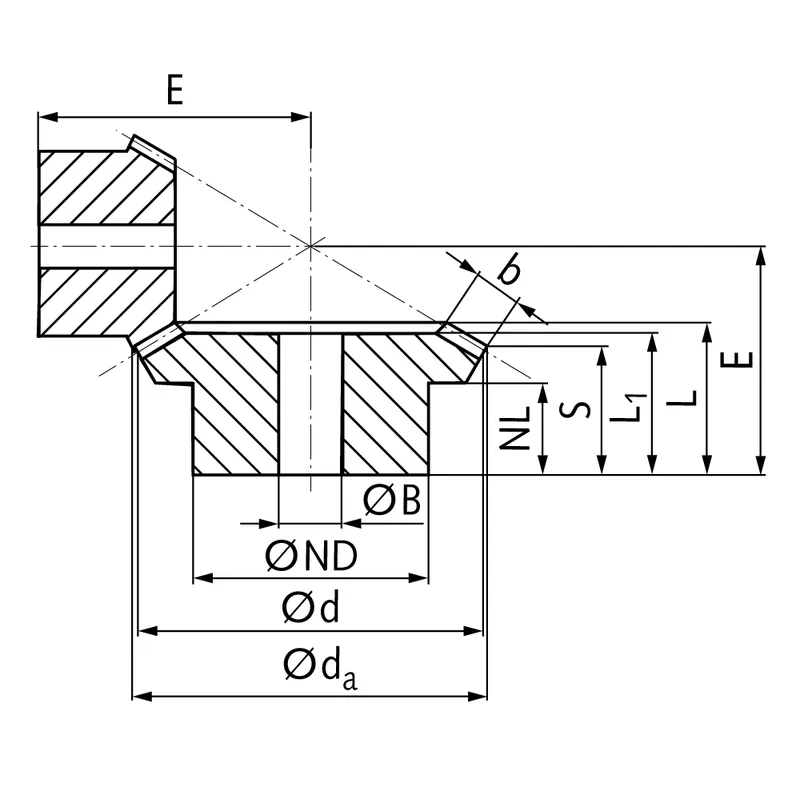 Steel Straight Bevel Gear Dimensions