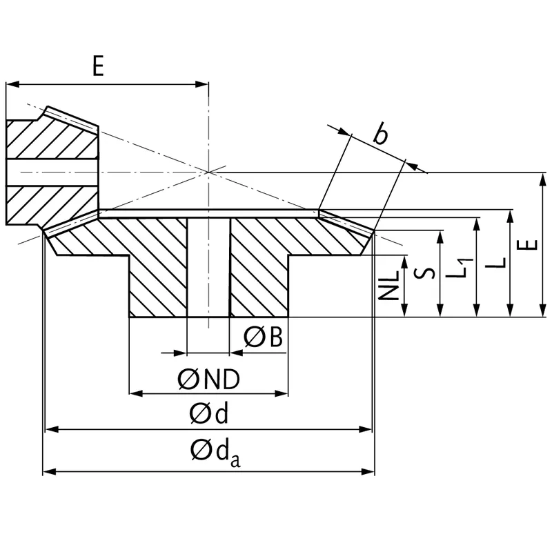 Steel Straight Bevel Gear Dimensions