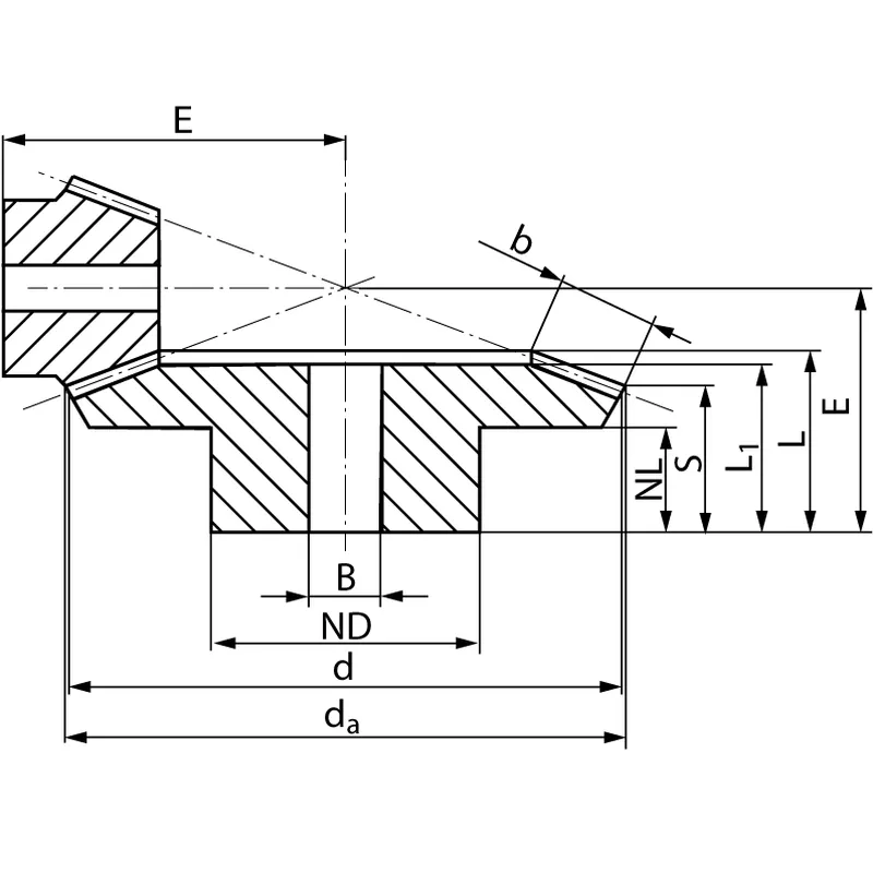 Steel Straight Bevel Gear Dimensions