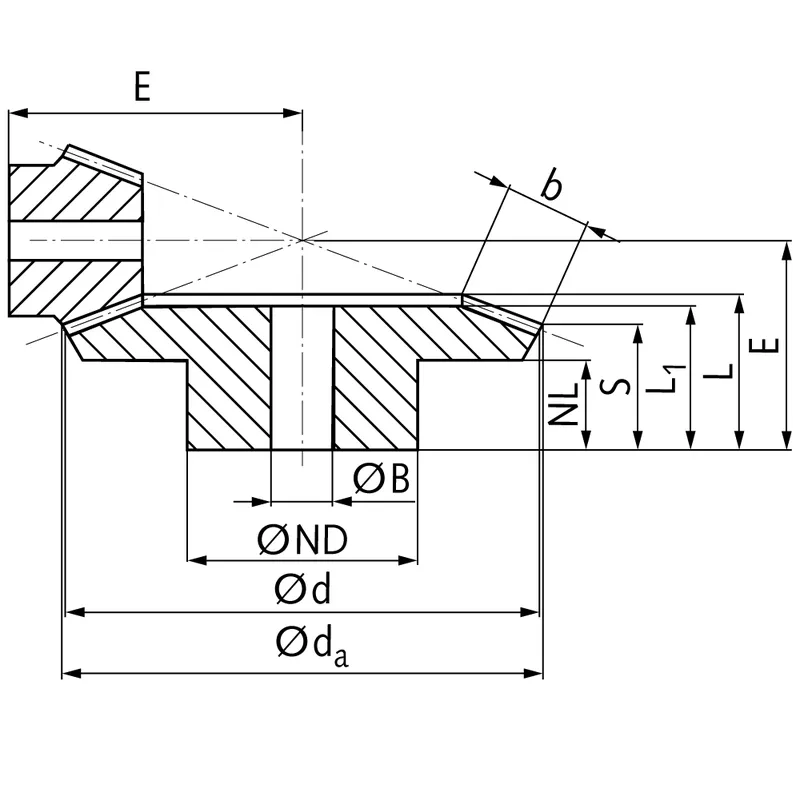 Steel Straight Bevel Gear Dimensions