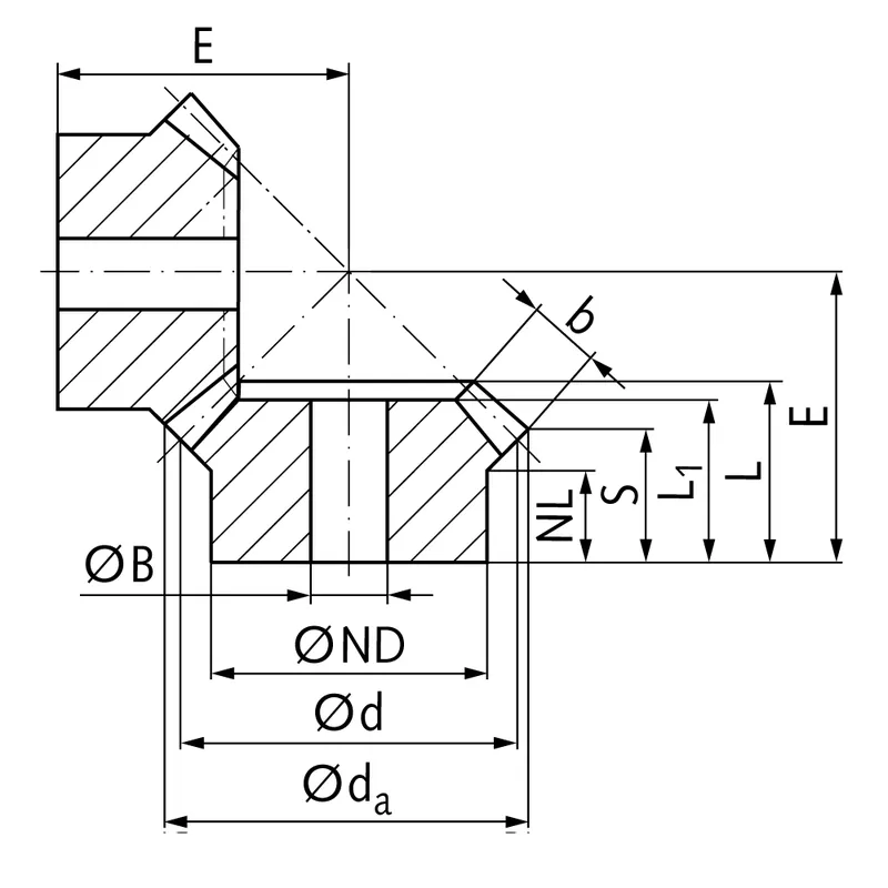 Steel Straight Bevel Gear Dimensions