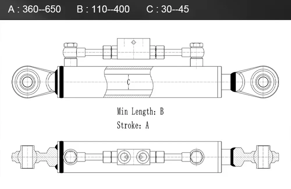 Cat 1 Top Link Hydraulic Cylinder Dimensions