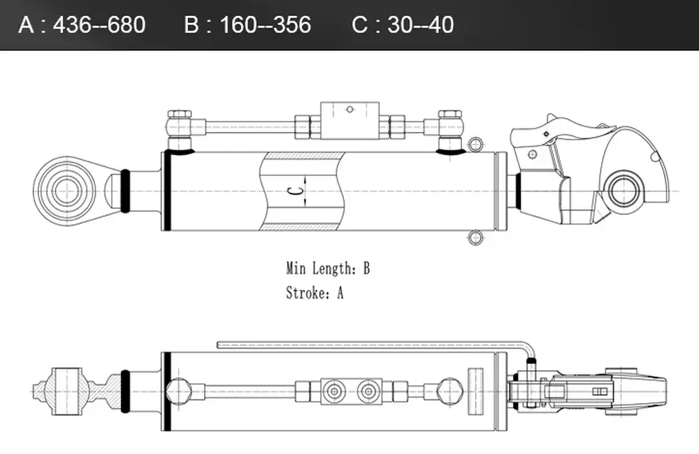 Hydraulic Top Link Cylinder Dimensions