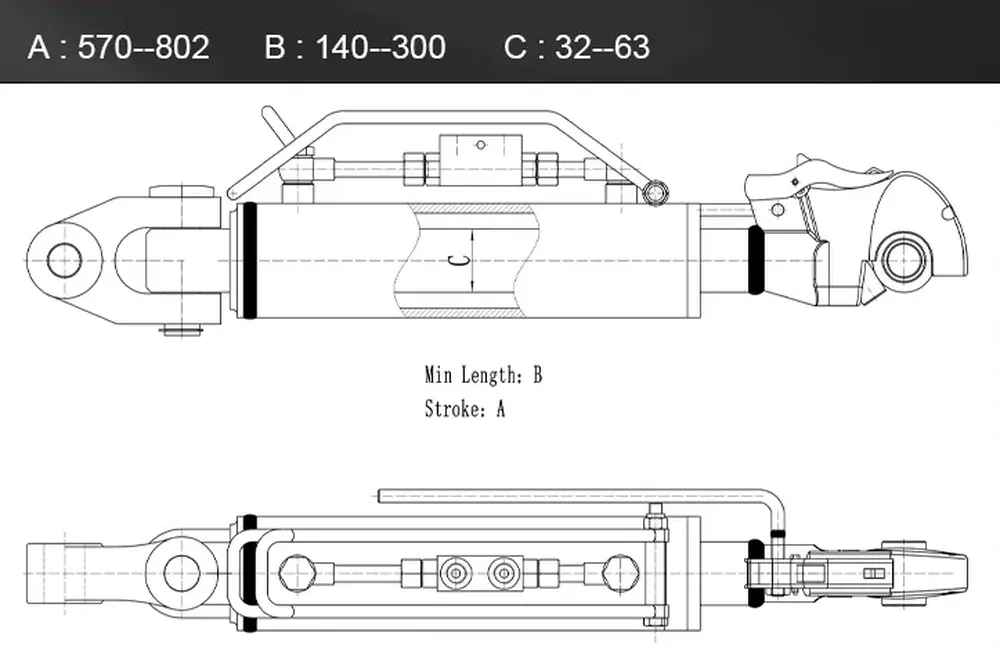 Hydraulic Top Link Cylinder Dimensions