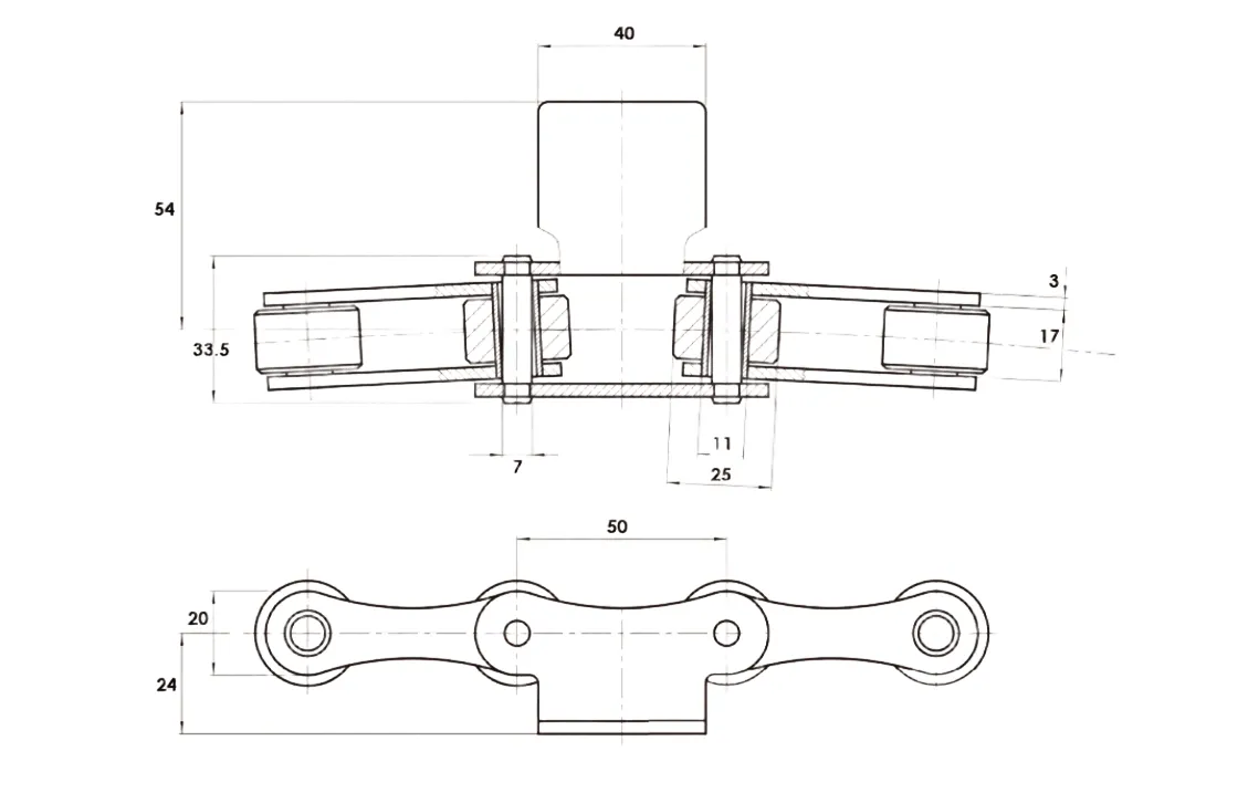 P50FTC17-H Freezing Tunnel Chain Dimensions